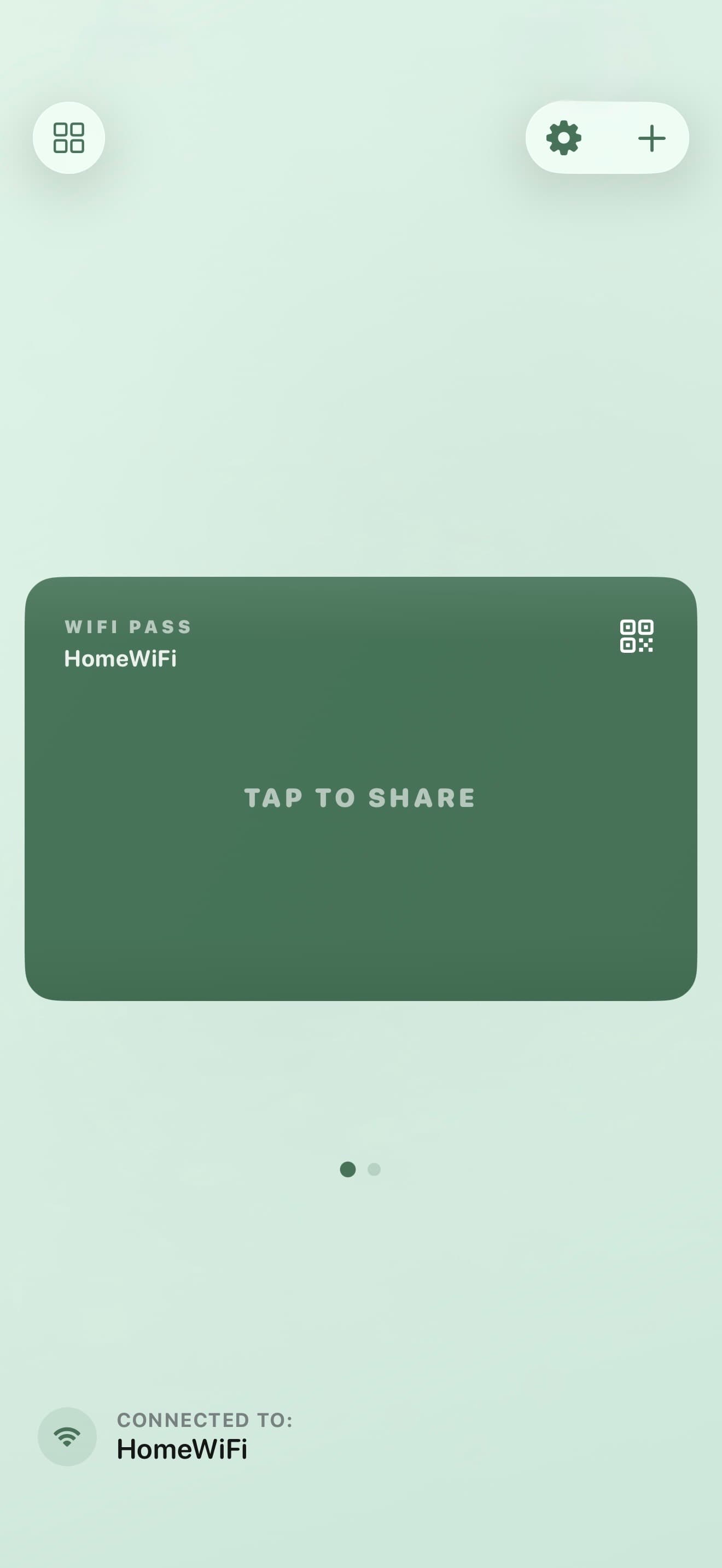 WiFi Share card view with tap to share